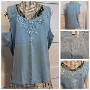 Emma James Petite Blue Sequined Tank